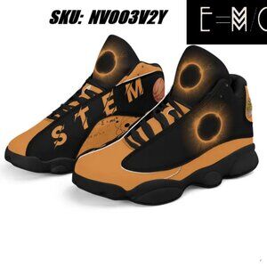 New E=M/C2 Men's Black Hole Orange Black Outsole PU Leather Basketball Shoes